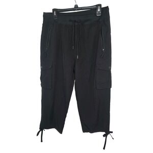 Soothfeel Black Cargo Capri Pants Womens Hiking Joggers Lightweight Pockets M